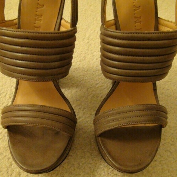 L.A.M.B. Madelle Chocolate Slingback Platform Sandal Heels Size 8M MSRP $285 - Picture 10 of 12